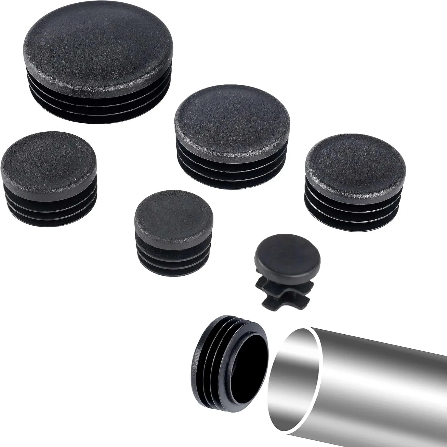 Plastic Pipe Clip - Black Round Pipe Plug 10-60mm Plastic