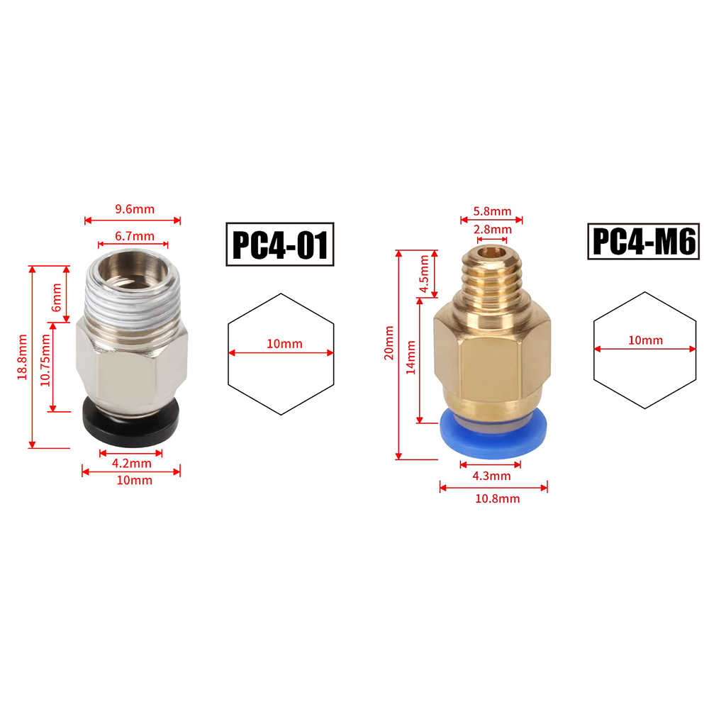 Ptfe Tape Thread - 10pcs/lot PC4-M10 Pneumatic Connectors For 3D