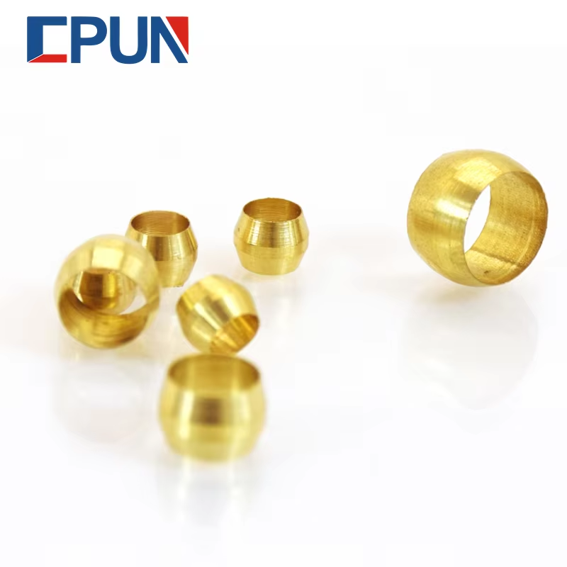 Compression Fitting Brass - 10pc Brass Double taper ferrule 4