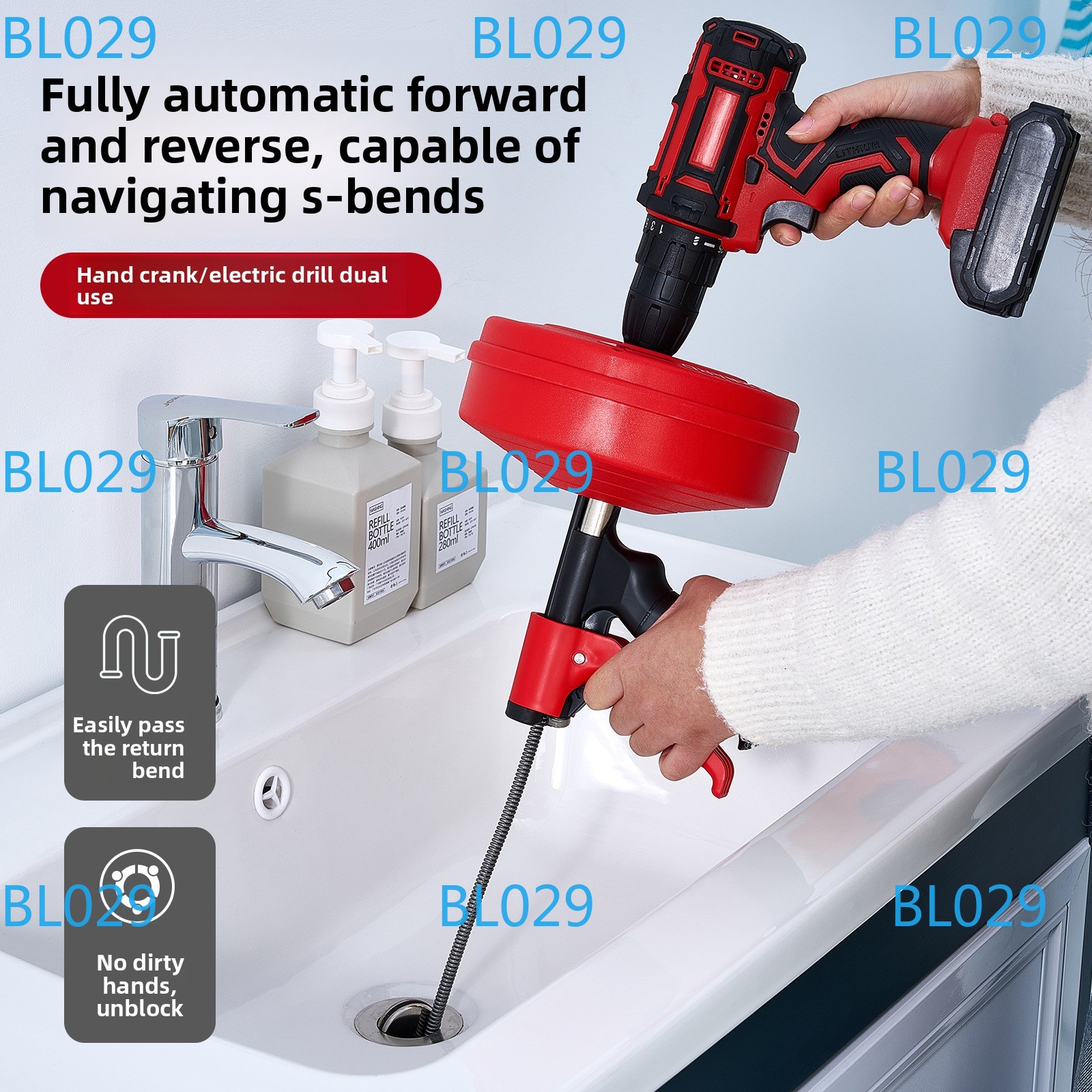Drain Snake Flexible - Professional Drain Snake Auger Flexible Manual/Electric