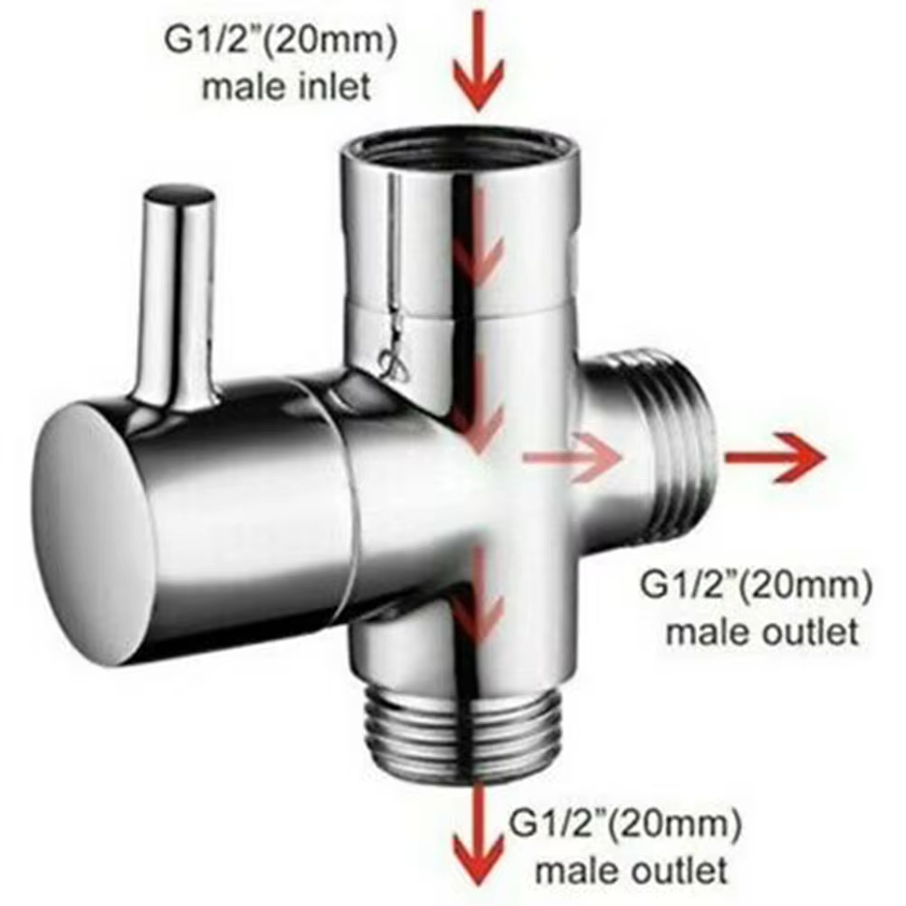 Shower Valve Cartridge - G1/2in 3 Way Diverter Valve T-Adapter