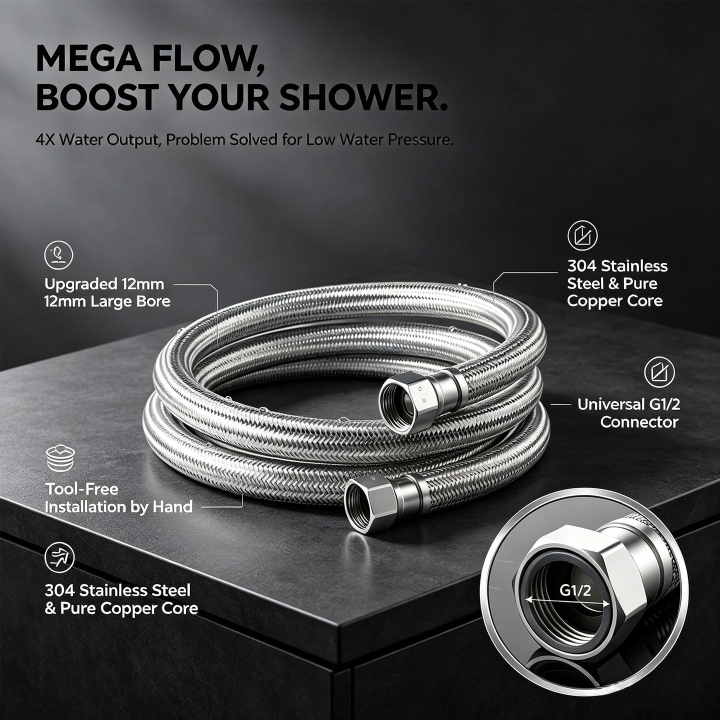 20mm Stainless Steel Braided F - Flexible Hose Braided review and price